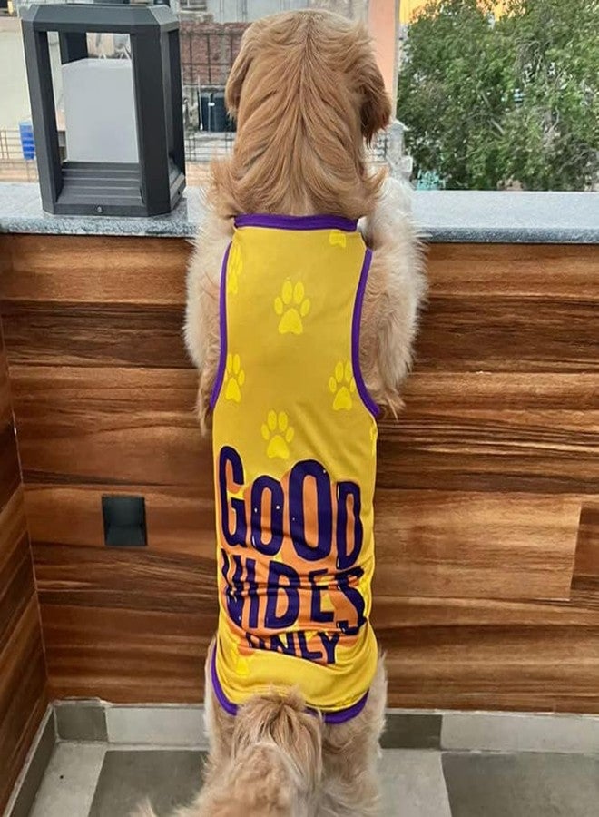 Lulala Pets Dog Clothes Dress Summer Printed t Shirt for Dogs pet Apparel for Dog Cat and Puppies (20INCH, Musturd) - Image 1